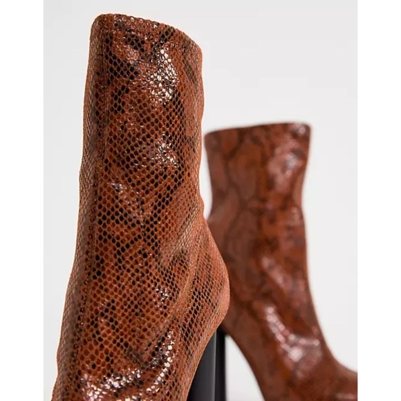Asos‎ Eliza Heeled Sock Boots in Snake Size 6.5 US - Picture 3 of 12